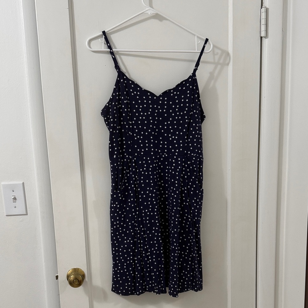 41 Hawthorn Navy Blue Polka Dot Spaghetti Strap Dress